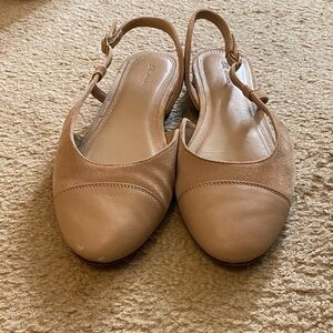 H&M Tan Beige Slingback Flats - Leather & Suede Mix
